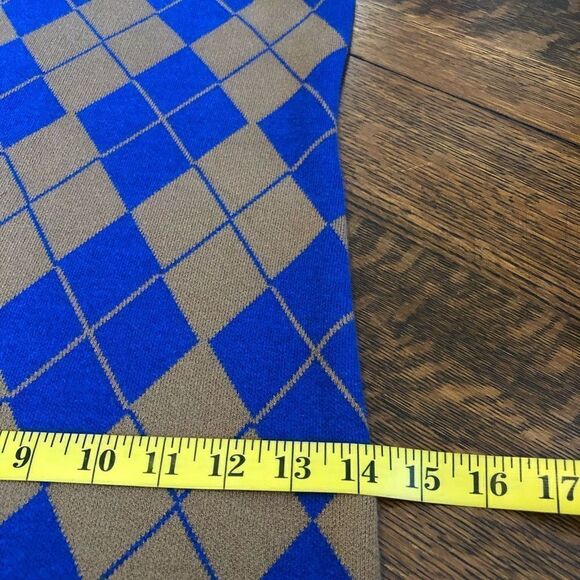 NWT Urban Outfitters Charlie Blue and Gold Argyle Racerback Mini Dress - Picture 12 of 14